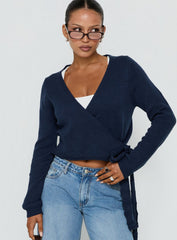 Tonee Wrap Knit Cardigan Navy