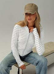 Superstars Zip Through Hoodie Grey / Cream Stripe