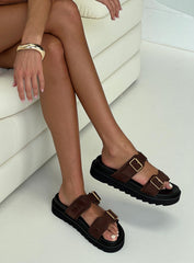 Ma Belle Sandals Brown Faux Suede