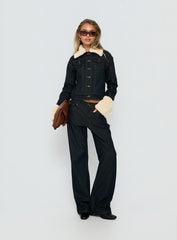 Apres Faux Fur Trim Denim Jacket Indigo