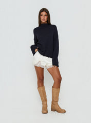 Alara Mock Neck Knit Sweater Navy