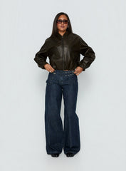 Mastery PU Bomber Jacket Washed Brown