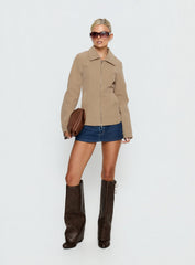 Ryzen Faux Suede Fitted Jacket Stone