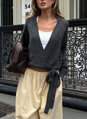 Daelan Wrap Knit Cardigan Charcoal