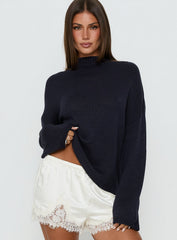Alara Mock Neck Knit Sweater Navy