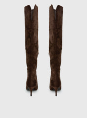 Billini Zamari Faux Suede Knee High Boots Cocoa